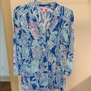 Lilly Pulitzer Aqua and Pink Patterned Top